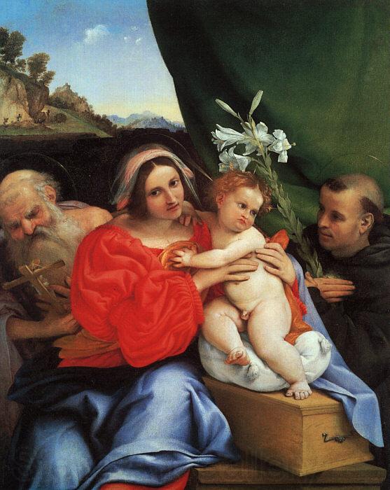 Lorenzo Lotto Virgin and Child with Saints Jerome and Anthony Norge oil painting art